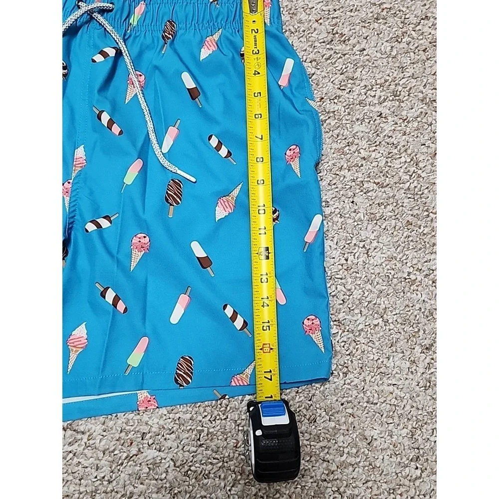 Men's Swim Trunks Ice Cream Popsicle Print Brief‎ Lined Trunks Size XL